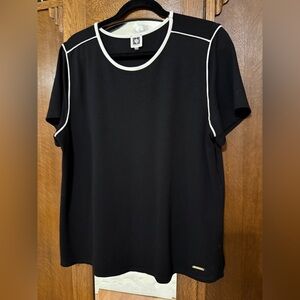 Anne Klein Black with White Piping Trim, XL